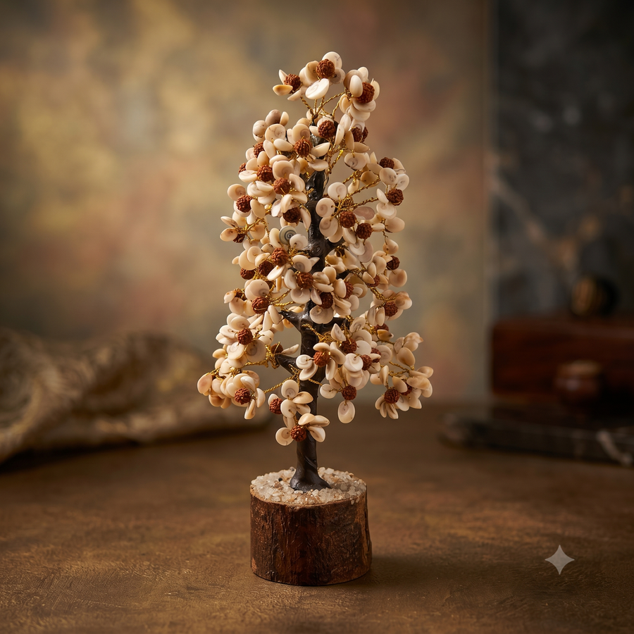 Rudraksha Cowrie Shell Bonsai Tree – Meditation and Spirituality | Soulolith