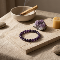 Amethyst Crystal Bracelet on wrist – Crown Chakra | Soulolith