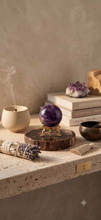 Amethyst crystal sphere detail