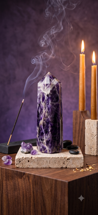 Amethyst crystal tower alternate view