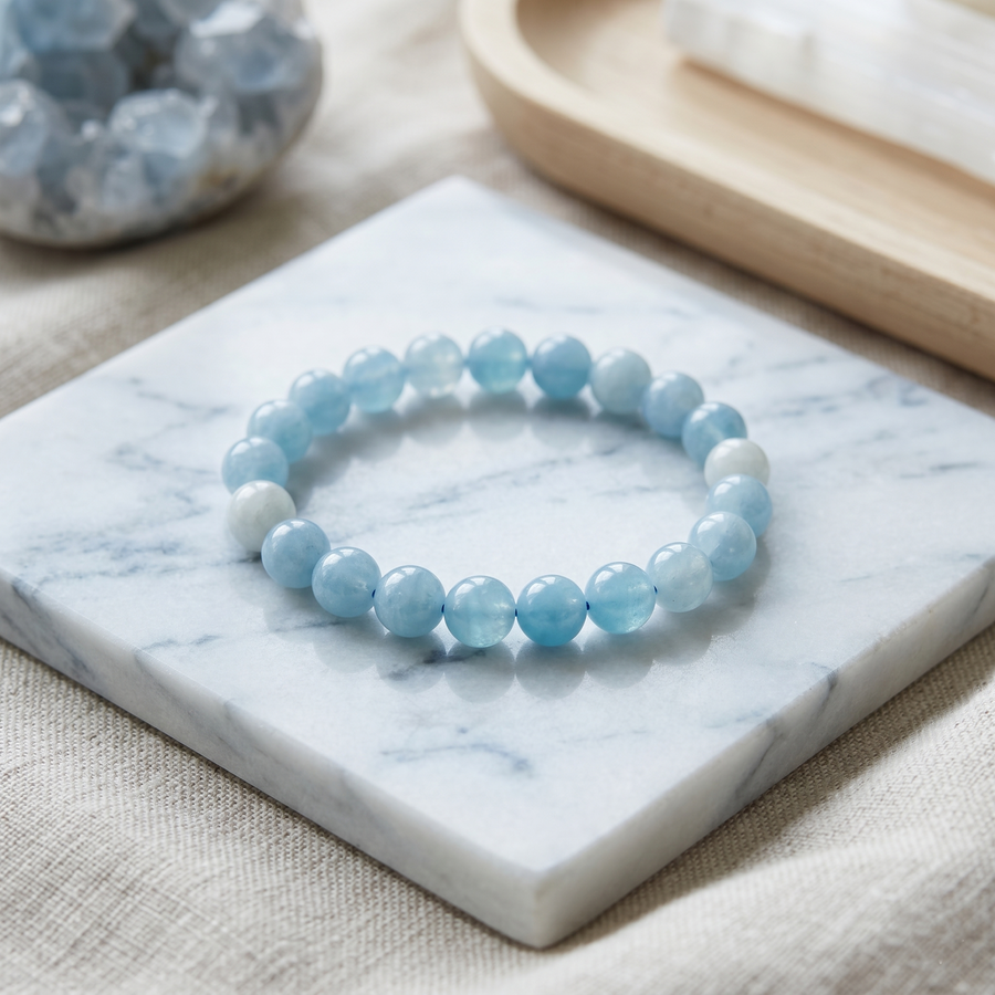 Natural Aquamarine Crystal Bracelet – Calm & Clarity | Soulolith
