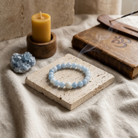 Aquamarine Crystal Bracelet on wrist – Throat Chakra | Soulolith