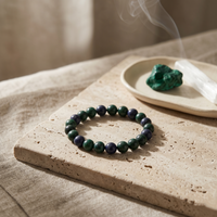 Azurite Crystal Bracelet on wrist – Third Eye Chakra | Soulolith