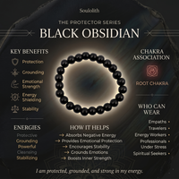 Black Obsidian Crystal Bracelet chakra and meaning guide | Soulolith