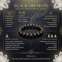 Black Om Mani Bracelet chakra and spiritual guide | Soulolith