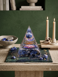 Natural Lapis Lazuli Orgonite Pyramid styled view – Third Eye Chakra, Throat Chakra | Soulolith
