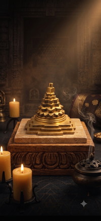 Maha Meru Shree Yantra (Golden) alternate view – Soulolith