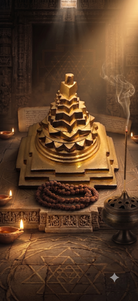 Maha Meru Shree Yantra (Golden) detail view – Soulolith