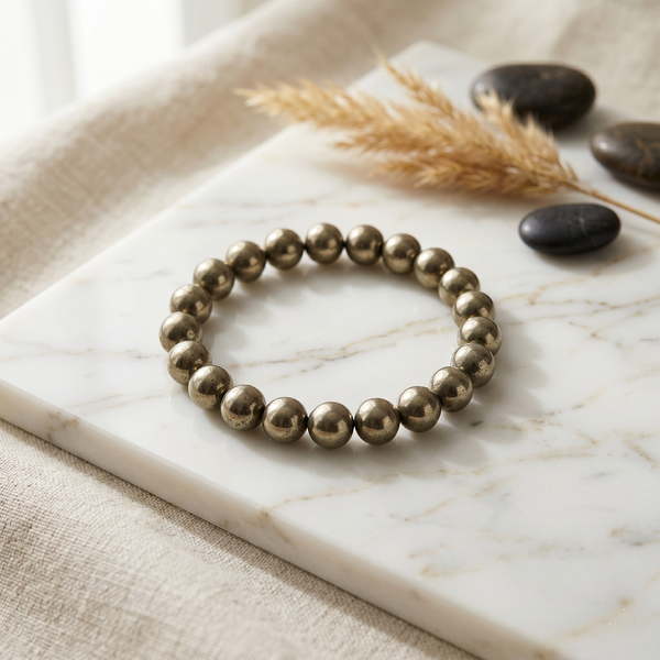 Natural Pyrite Crystal Bracelet – Abundance & Confidence | Soulolith