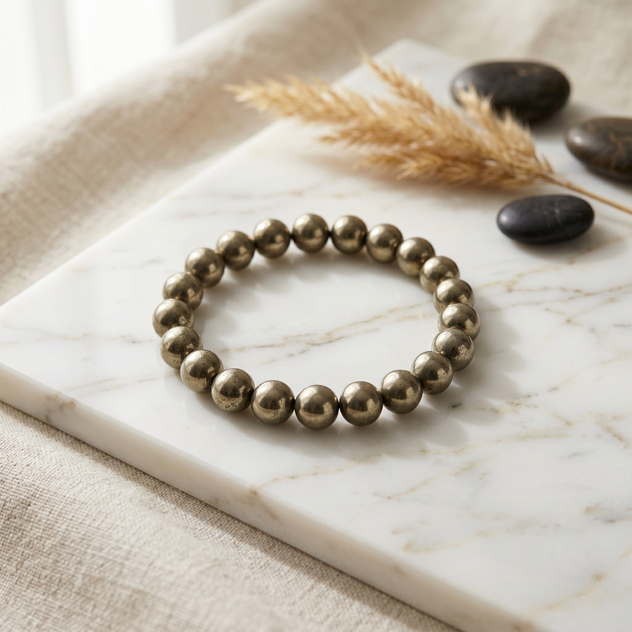 Natural Pyrite Crystal Bracelet – Abundance & Confidence | Soulolith