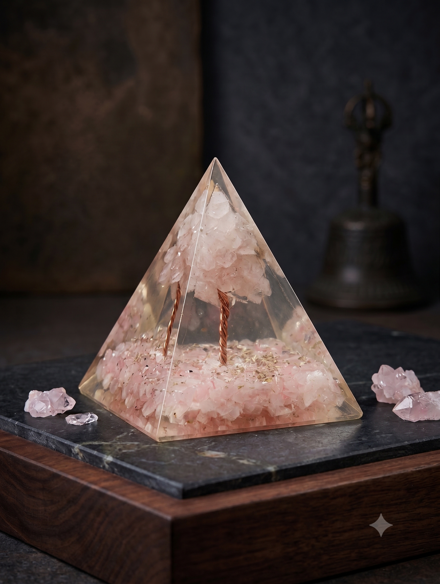 Natural Rose Quartz Orgonite Pyramid – Love | Soulolith