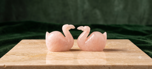 Rose Quartz swan carving