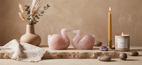 Rose Quartz swan carving alternate view