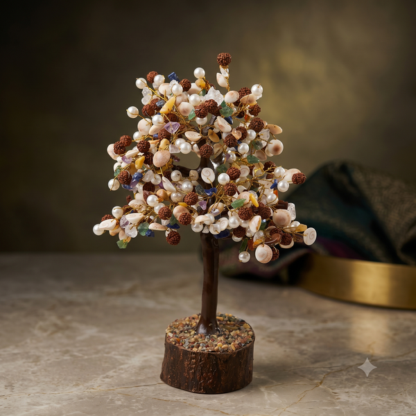 Rudraksha Gomti Chakra Pearl Gemstone Tree – Meditation and Spirituality | Soulolith