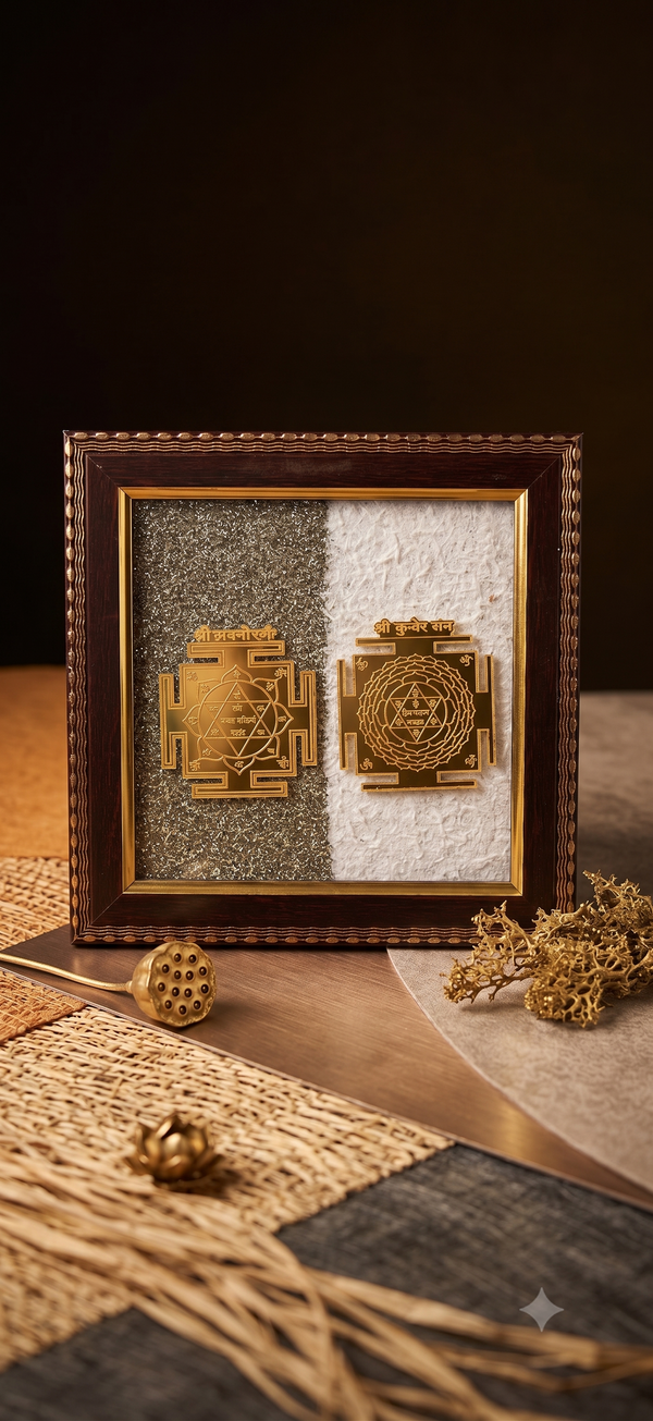 Shree Yantra (Raw Pyrite & Selenite) Frame – Soulolith